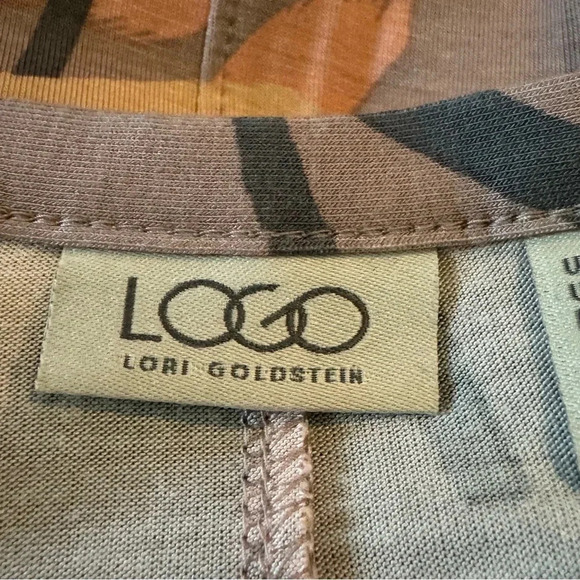 Logo Lori Goldstein Medium Cardigan Pink Button Up Striped 3/4 Sleeve V Neck - Picture 6 of 8